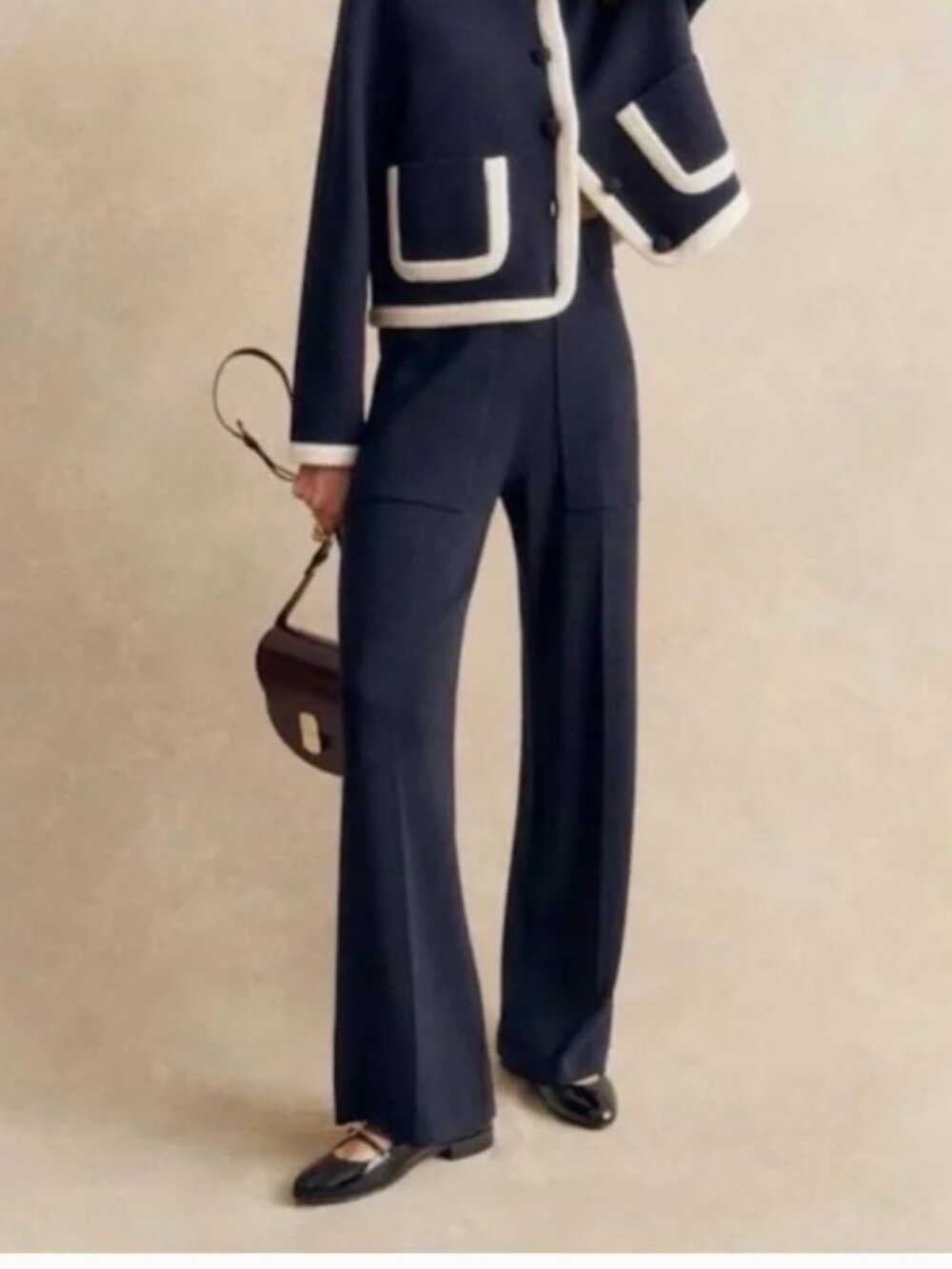 Sézane Marius Trousers Navy blue Merino Wool m medium sezane pants